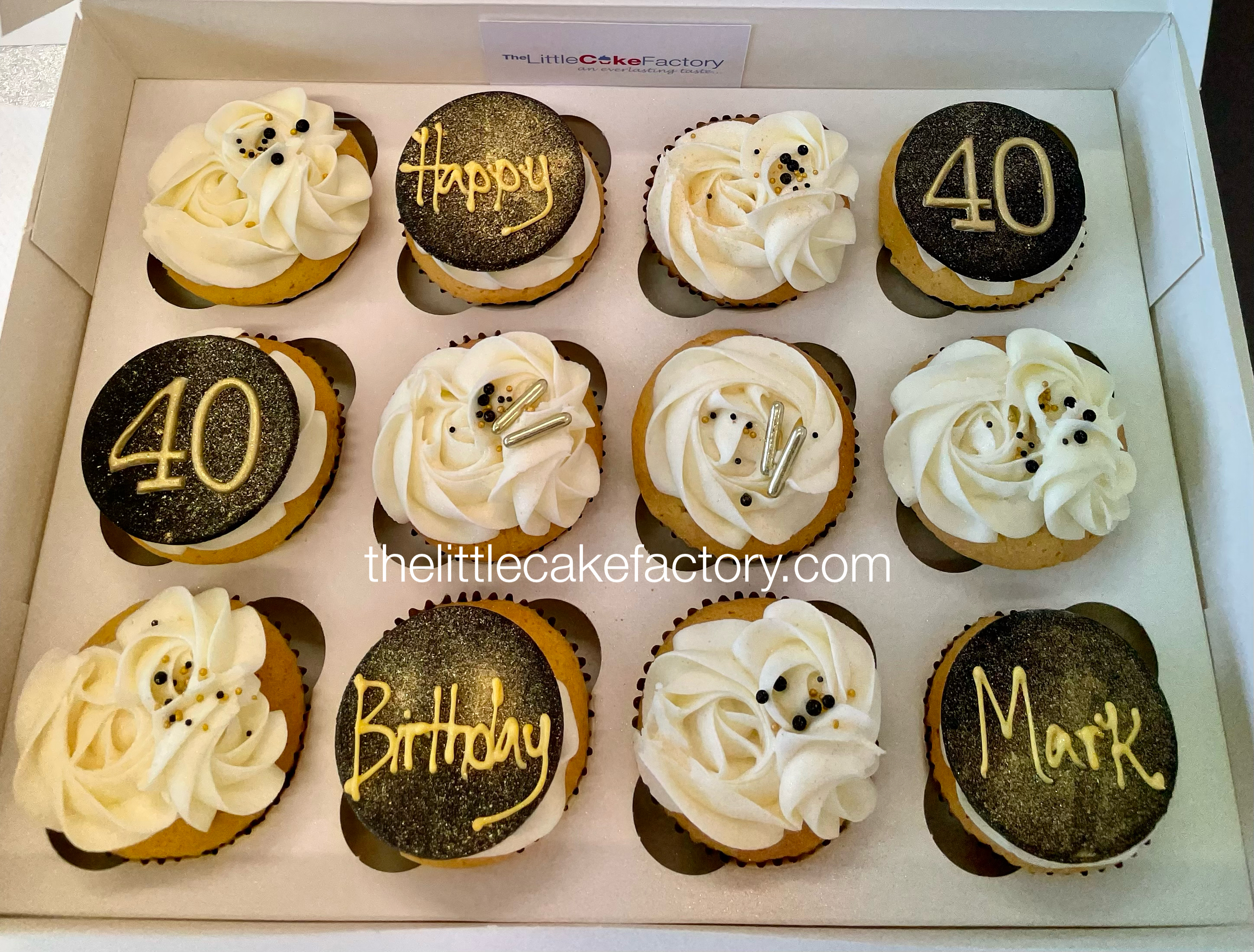 40th cupcakes gold tint Cake | Cupcakes Cakes
