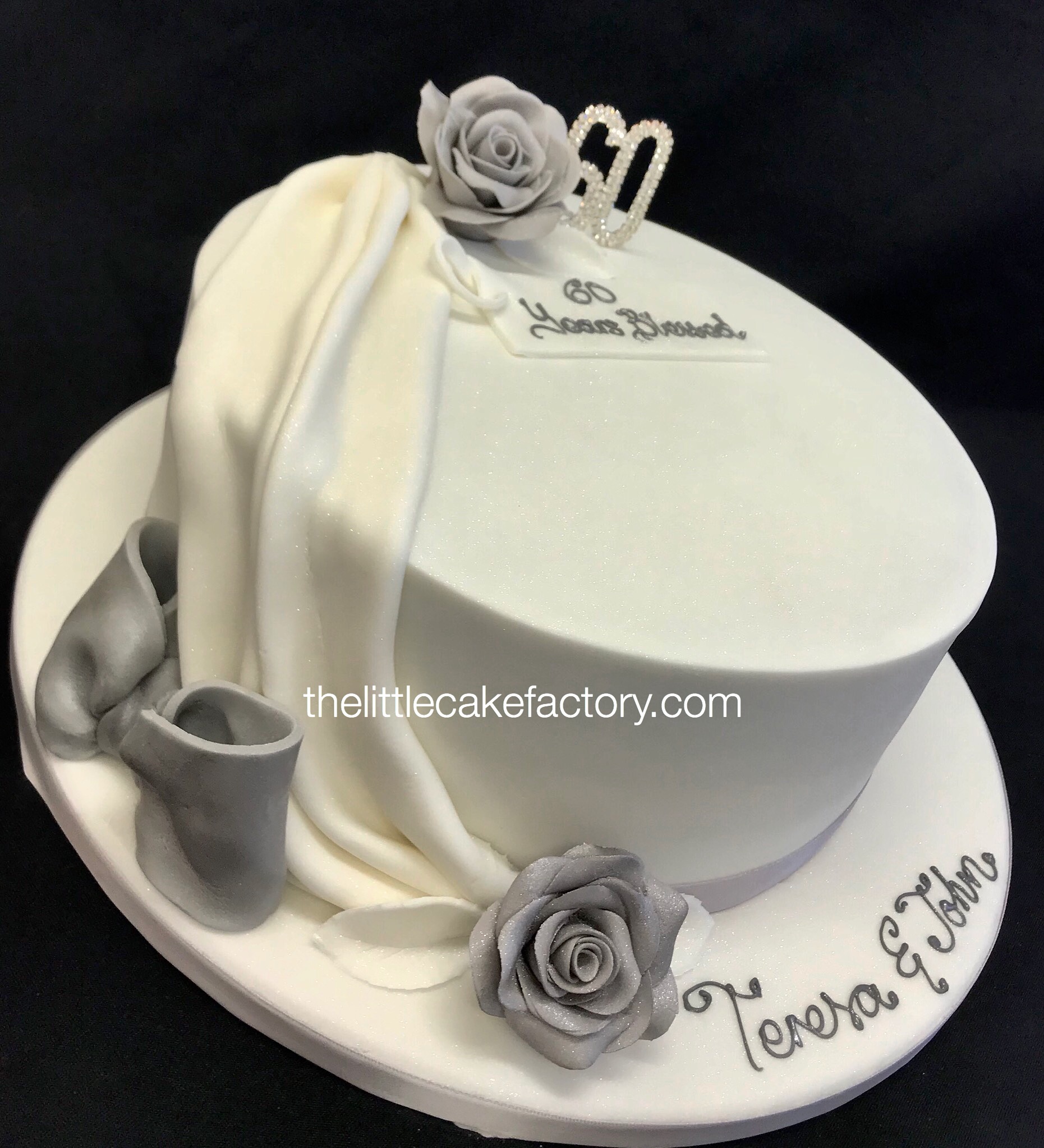 Silver Rose Anniversary Cake | Celebration Cakes