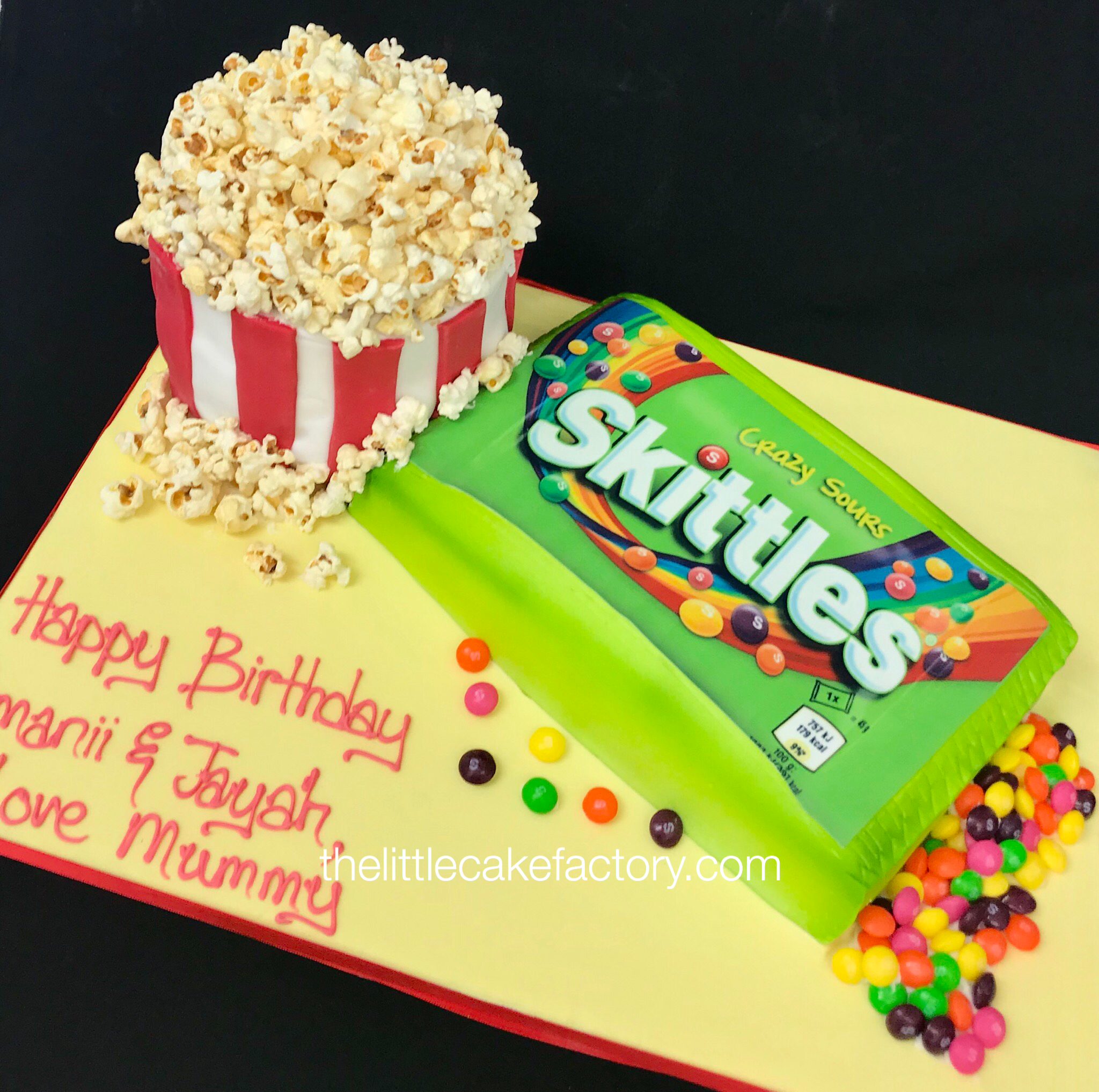 Skittle & popcorn cake Cake | Novelty Cakes