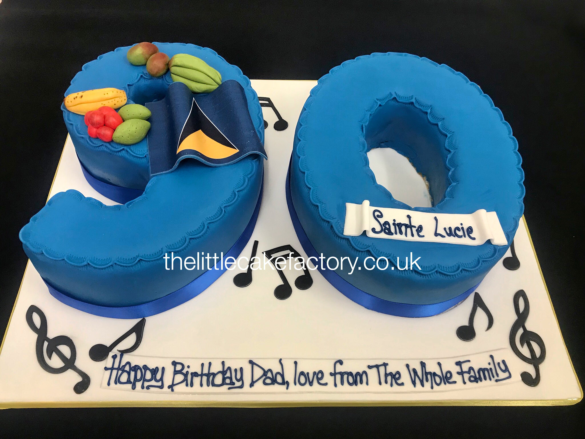 st lucia 90th Cake | Numbers Cakes