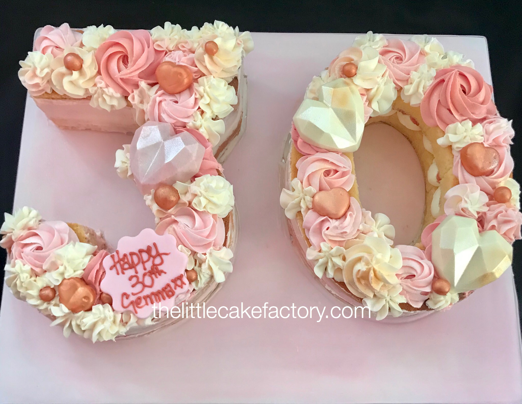 pink frosted floral 30 Cake | Numbers Cakes