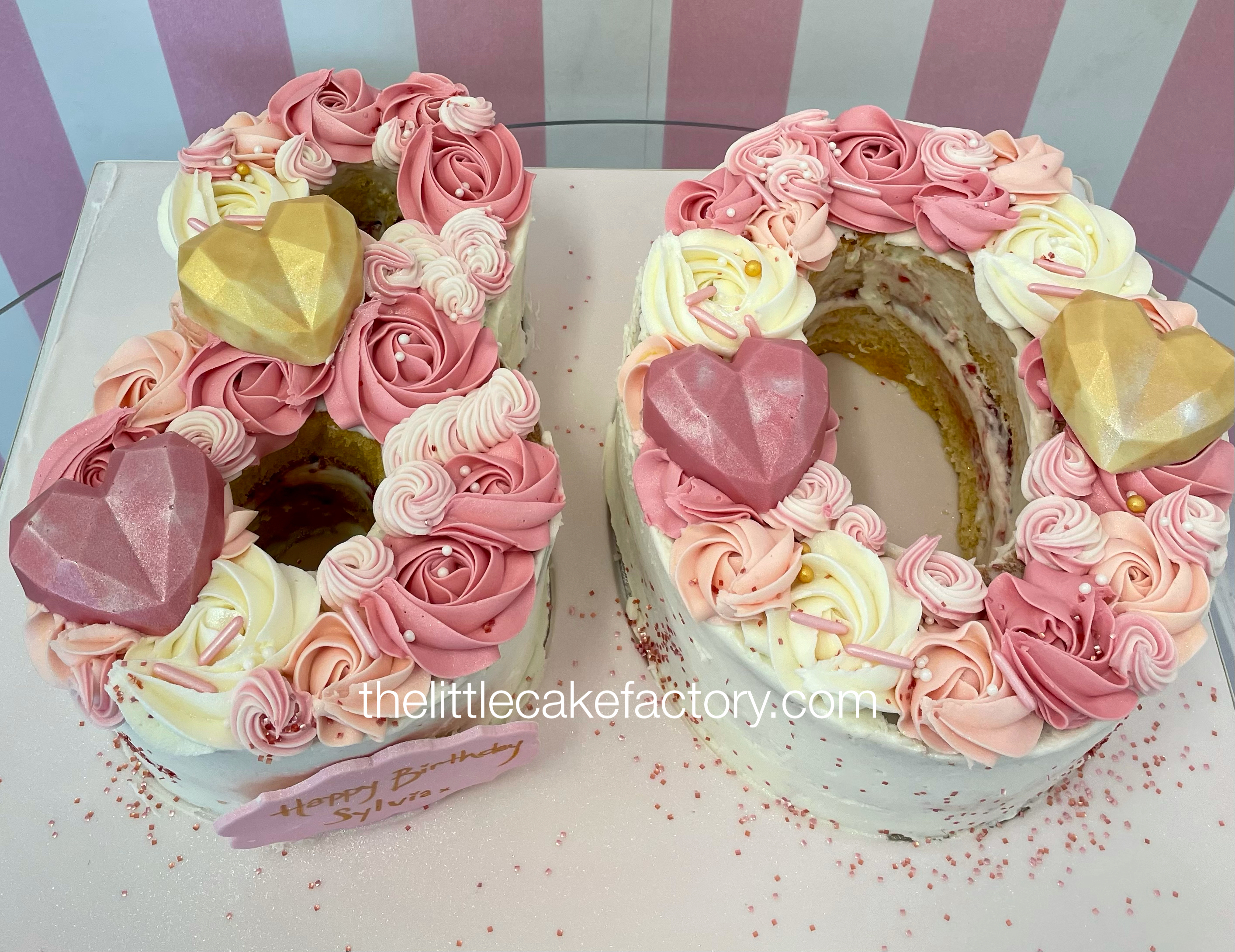 floral 80th cake Cake | Numbers Cakes