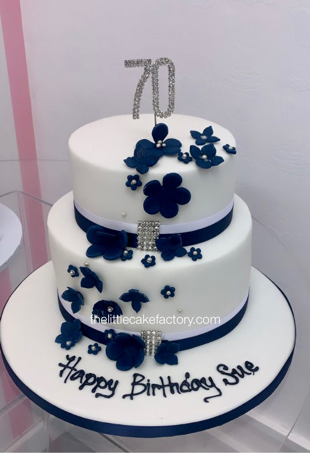 blue velvet 70th cake Cake | Celebration Cakes