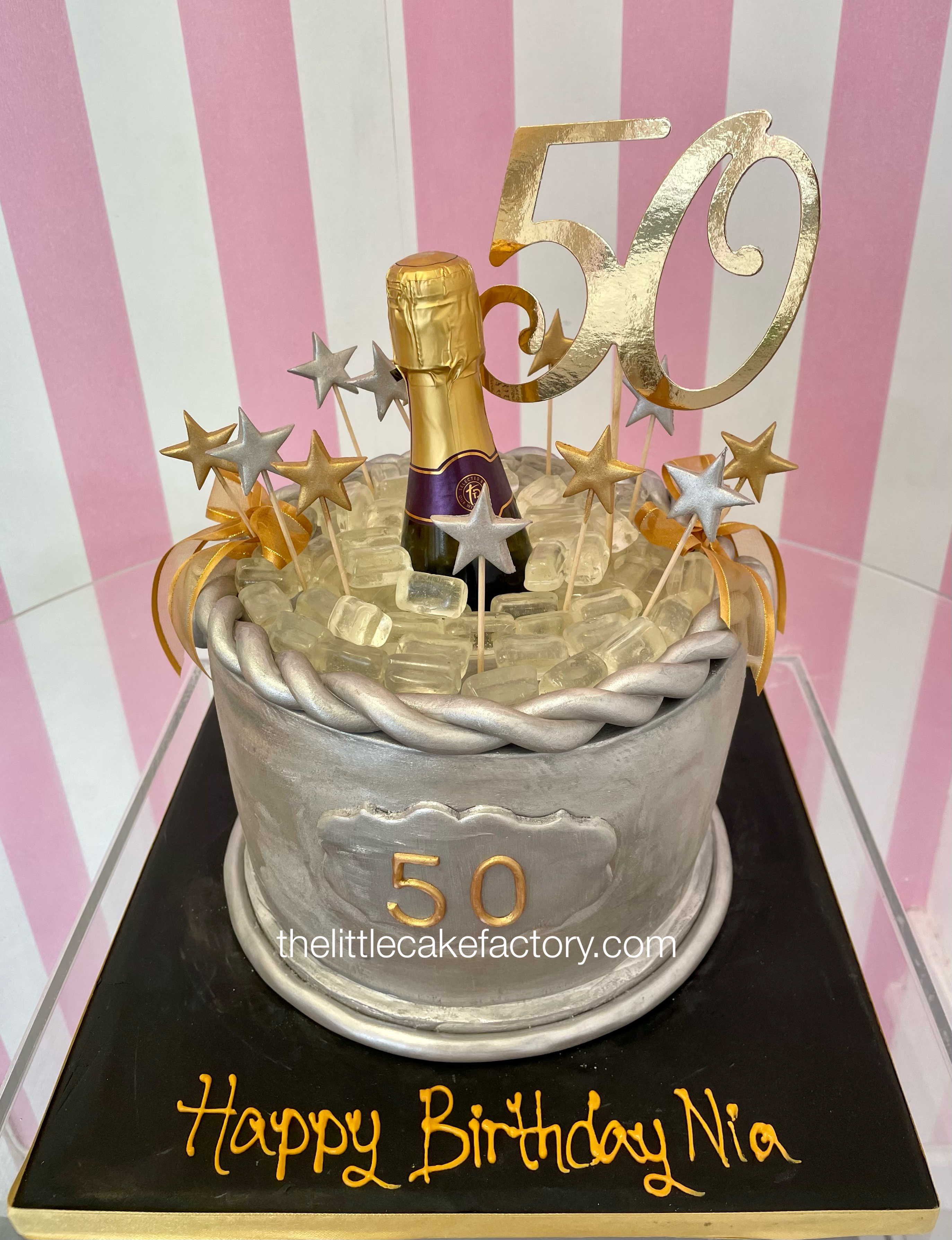 silver ice bucket 50th Cake | Celebration Cakes