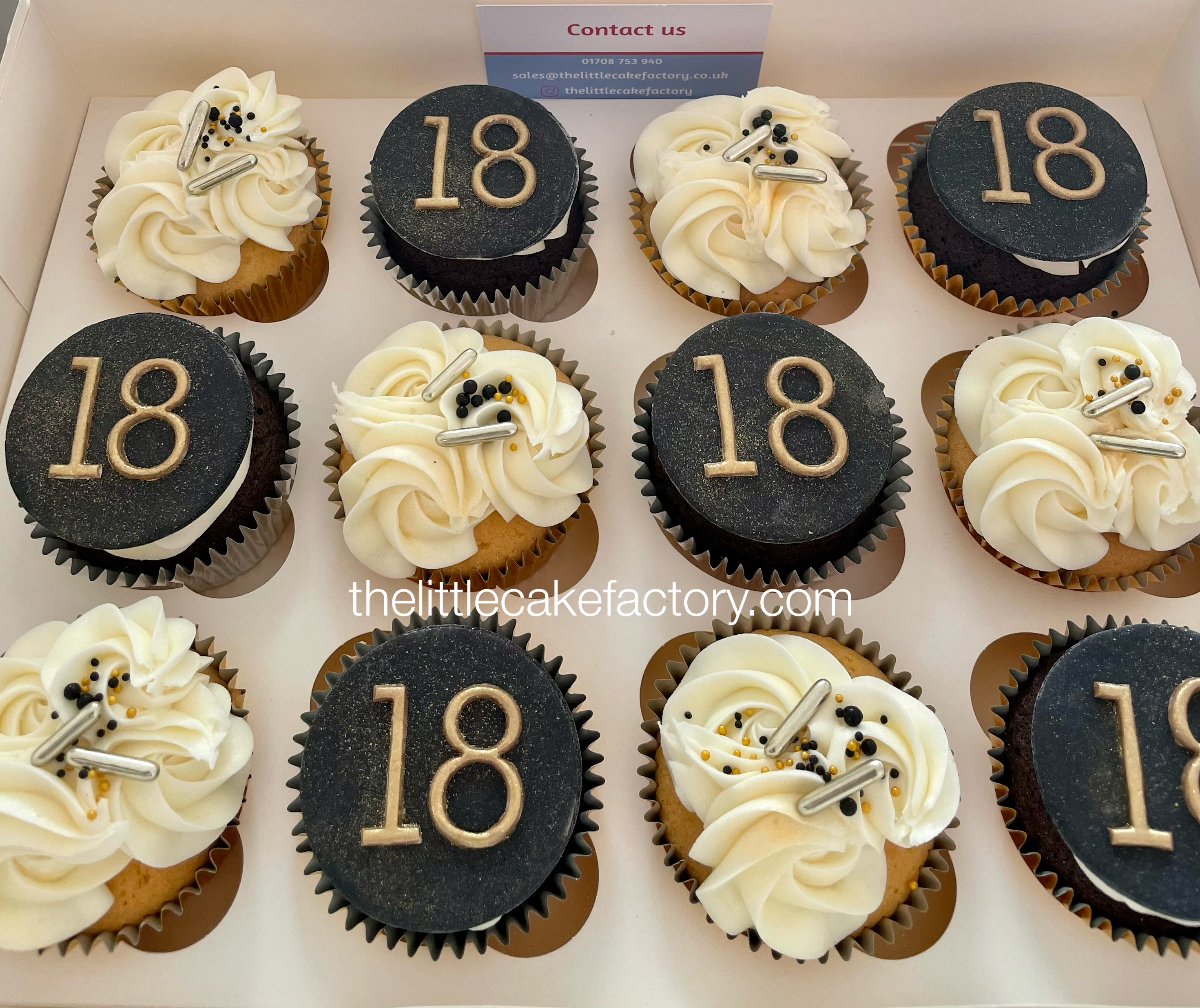 18th Cupcakes gold/black Cake | Cupcakes Cakes