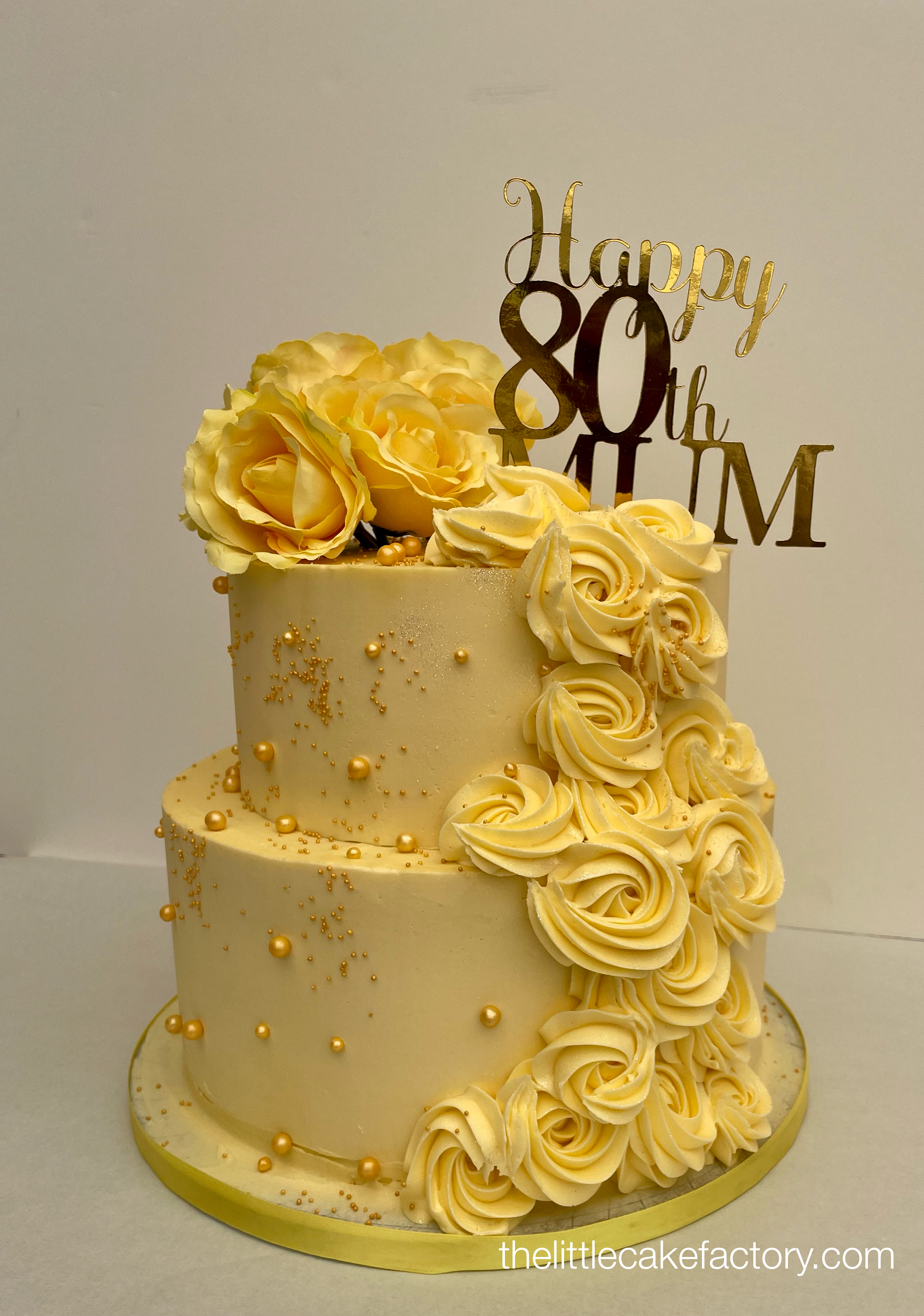 gold 80th cake Cake | Celebration Cakes