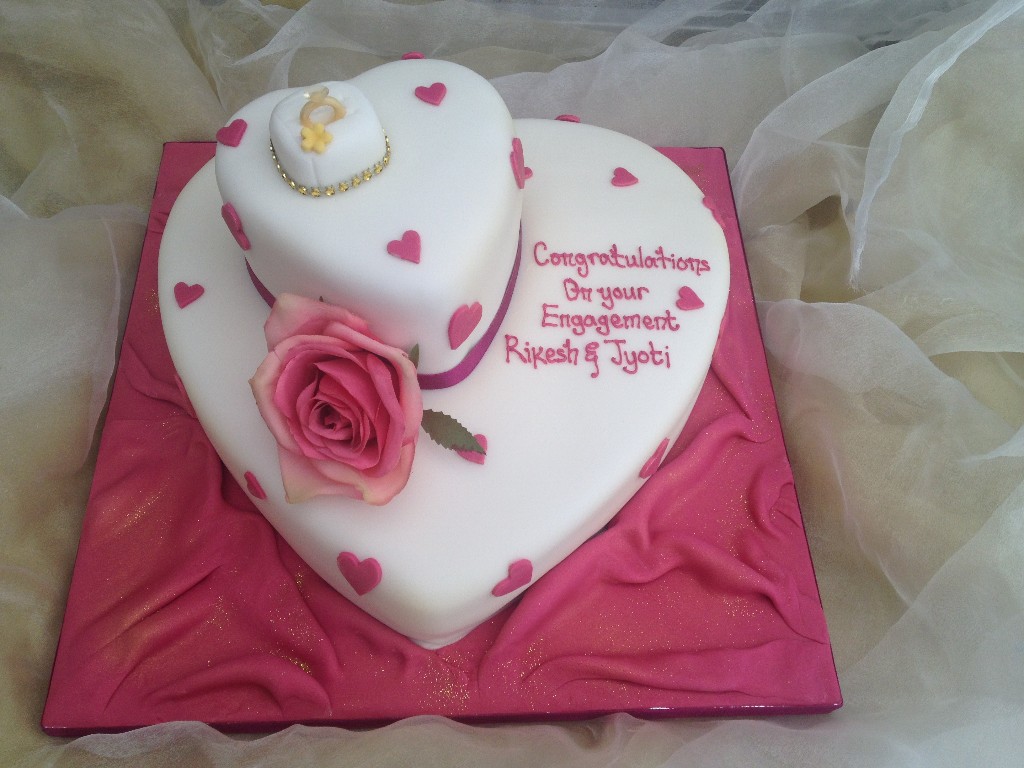 Love Heart Engagement Cake |  Cakes