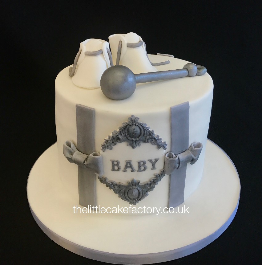 Silver Baby Shower Cake |  Cakes